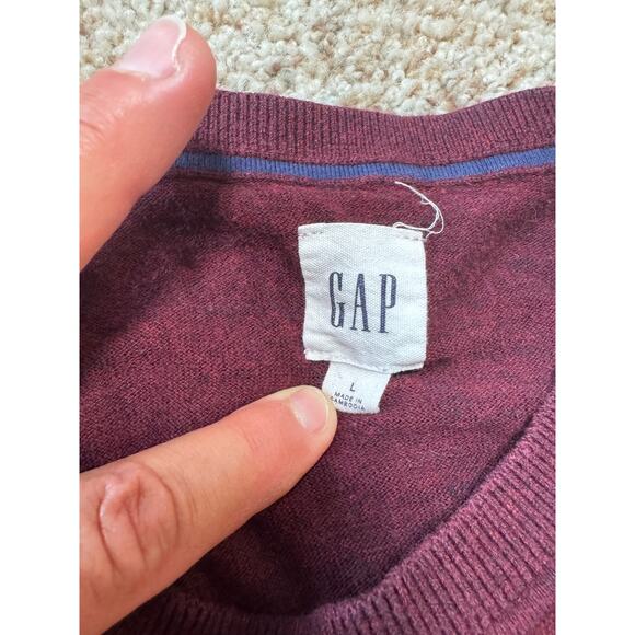 GAP pullover Crewneck, Lightweight, Cotton Blend sweater, Men's size LG; Maroon - Picture 3 of 7